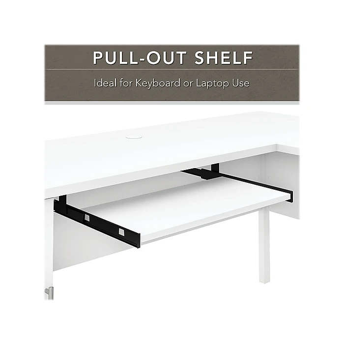 Bush Furniture Somerset 72"W White L-Shaped Desk with Hutch, File Cabinet & Bookcase - Laminated Wood Office Set (SET012WH) 3 Bush Furniture Somerset 72"W White L-Shaped Desk with Hutch, File Cabinet & Bookcase - Laminated Wood Office Set (SET012WH) - Image 3