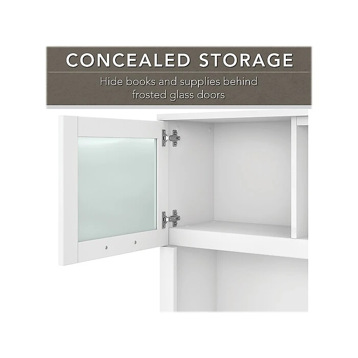 Bush Furniture Somerset 72"W White L-Shaped Desk with Hutch, File Cabinet & Bookcase - Laminated Wood Office Set (SET012WH) 4 Bush Furniture Somerset 72"W White L-Shaped Desk with Hutch, File Cabinet & Bookcase - Laminated Wood Office Set (SET012WH) - Image 4