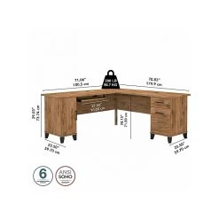 Bush Furniture Somerset 72" L-Shaped Desk With Storage, Fresh Walnut Laminated Wood Desk - WC81310K -Computer Office Desks Shop unnamed file 6068