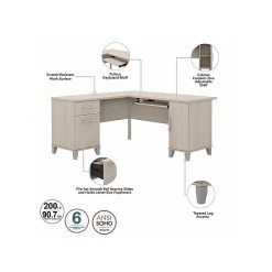Bush Furniture Somerset 60" L-Shaped Desk With Storage in Sand Oak | Laminated Wood Workstation -Computer Office Desks Shop unnamed file 6082