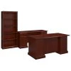 Kathy Ireland® Home Bennington Manager's Desk Set with Credenza & Bookcase - Harvest Cherry Laminate