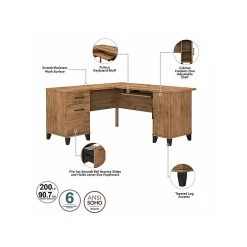 Bush Furniture Somerset 60" L-Shaped Desk With Storage, Fresh Walnut (WC81330K) - Durable Laminated Wood Office Desk -Computer Office Desks Shop unnamed file 6090