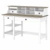 Bush Furniture Mayfield 54" Computer Desk with Shelves & Desktop Organizer, Pure White/Shiplap Gray - Stylish & Functional Laminated Wood Desk