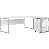 Bush Business Furniture 72"W L-Shaped Desk with Mobile File Cabinet – White (HYB028WHSU)