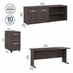 Bush Business Furniture Studio A 72"W Laminated Wood Computer Desk with File Cabinet & Storage Cabinet, Storm Gray -Computer Office Desks Shop unnamed file 6125