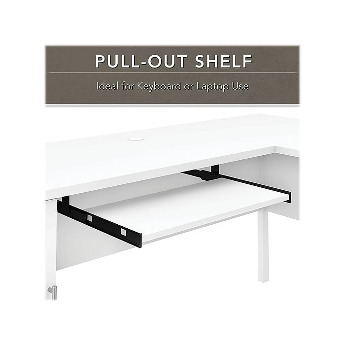 Bush Furniture Somerset 72" L-Shaped Desk with Hutch & 5-Shelf Bookcase, White (SET011WH) | Laminated Wood Office Furniture 3 Bush Furniture Somerset 72" L-Shaped Desk with Hutch & 5-Shelf Bookcase, White (SET011WH) | Laminated Wood Office Furniture - Image 3