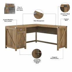 Kathy Ireland® Home Cottage Grove 60" L-Shaped Desk with Drawer - Reclaimed Pine Style -Computer Office Desks Shop unnamed file 6183