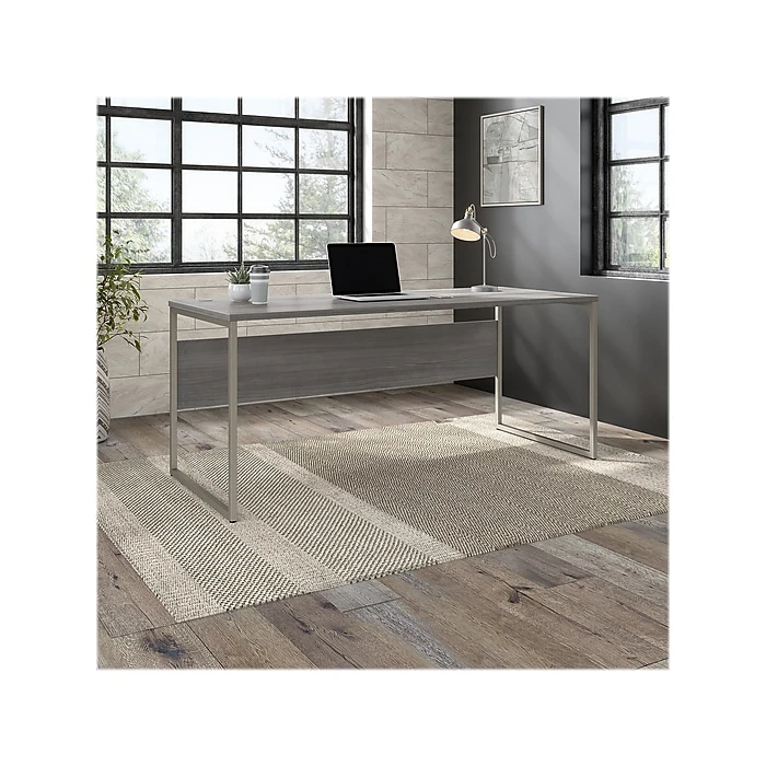Bush Business Furniture Hybrid 72" W Computer Table Desk With Metal Legs, Platinum Gray (HYD373PG) | Laminated Wood Office Desk 2 Bush Business Furniture Hybrid 72" W Computer Table Desk With Metal Legs, Platinum Gray (HYD373PG) | Laminated Wood Office Desk - Image 2