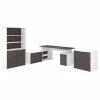 Bush Business Furniture Jamestown 71" L-Shaped Desk Bundle, Storm Gray/White - Premium Laminated Wood Office Desk