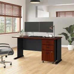 Bush Business Furniture Cubix 60W Desk - Hansen Cherry/Galaxy Laminated Wood Office Desk, Model WC90460A -Computer Office Desks Shop unnamed file 6233