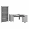 Bush Furniture Fairview 60" L-Shaped Desk with 5-Shelf Bookcase, Cape Cod Gray (FV007CG) - Stylish & Functional Laminated Wood Office Furniture