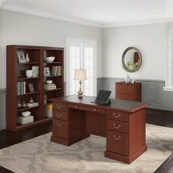 Bush Furniture Saratoga Executive Desk - Harvest Cherry/Black | Laminate Office Desk | EX45666-03K -Computer Office Desks Shop unnamed file 627