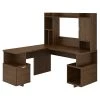 Kathy Ireland® Home Bush Furniture Madison Avenue 60" L-Shaped Desk with Hutch, Modern Walnut | Space-Saving Office Furniture