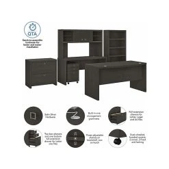 Kathy Ireland® Echo 60"W Bow Front Desk Set with Credenza, Bookcase & File Cabinets - Charcoal Maple -Computer Office Desks Shop unnamed file 6302