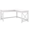Bush Furniture Key West 60"W L-Shaped Desk, Pure White Oak - Stylish & Functional Office Furniture