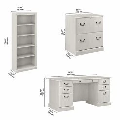 Bush Furniture Saratoga 66" Executive Desk with File Cabinet & Bookcase Set - Linen White Oak (SAR001LW) | Premium Laminated Wood Office Furniture 14 Bush Furniture Saratoga 66" Executive Desk with File Cabinet & Bookcase Set - Linen White Oak (SAR001LW) | Premium Laminated Wood Office Furniture -Computer Office Desks Shop unnamed file 6325