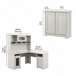 Bush Furniture Cabot 60" L-Shaped Desk with Hutch and Storage Cabinet - Linen White Oak | Space-Saving Laminated Wood Office Furniture -Computer Office Desks Shop unnamed file 6340