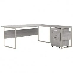Bush Business Furniture 72" Hybrid Computer Desk with Mobile File Cabinet, Platinum Gray, Laminated Wood