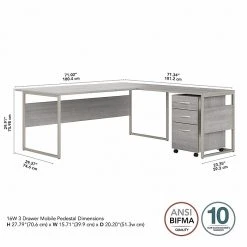 Bush Business Furniture 72" Hybrid Computer Desk with Mobile File Cabinet, Platinum Gray, Laminated Wood -Computer Office Desks Shop unnamed file 6379