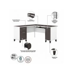 Bush Furniture Somerset 60" L-Shaped Desk With Storage in Storm Gray/White - Space-Saving Laminated Wood Design -Computer Office Desks Shop unnamed file 6385