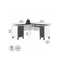 Bush Furniture Somerset 60" L-Shaped Desk With Storage in Storm Gray/White - Space-Saving Laminated Wood Design -Computer Office Desks Shop unnamed file 6387