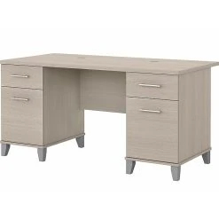 Bush Furniture Somerset 60" Laminated Wood Computer Desk With Drawers, Sand Oak Finish - WC81128K