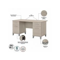 Bush Furniture Somerset 60" Laminated Wood Computer Desk With Drawers, Sand Oak Finish - WC81128K -Computer Office Desks Shop unnamed file 6393
