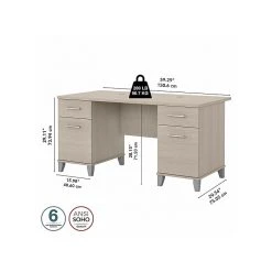Bush Furniture Somerset 60" Laminated Wood Computer Desk With Drawers, Sand Oak Finish - WC81128K -Computer Office Desks Shop unnamed file 6395