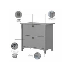 Bush Furniture Salinas 60"W Laminated Wood Desk with Bookcase & File Cabinet, Cape Cod Gray -Computer Office Desks Shop unnamed file 6410