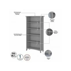 Bush Furniture Salinas 60"W Laminated Wood Desk with Bookcase & File Cabinet, Cape Cod Gray -Computer Office Desks Shop unnamed file 6411
