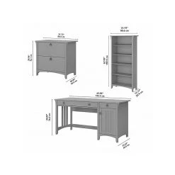 Bush Furniture Salinas 60"W Laminated Wood Desk with Bookcase & File Cabinet, Cape Cod Gray -Computer Office Desks Shop unnamed file 6412