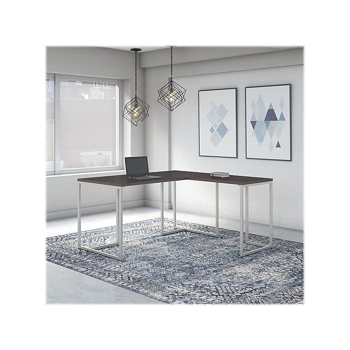 Kathy Ireland® Method 60" L-Shaped Desk with 30" Return, Storm Gray - Premium Laminated Wood Office Desk 2 Kathy Ireland® Method 60" L-Shaped Desk with 30" Return, Storm Gray - Premium Laminated Wood Office Desk - Image 2