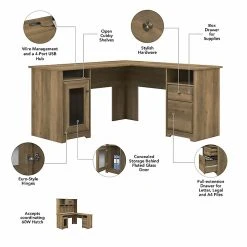 Bush Furniture Cabot 60" L-Shaped Desk With Hutch And Small Storage Cabinet, Reclaimed Pine (CAB016RCP) -Computer Office Desks Shop unnamed file 6432