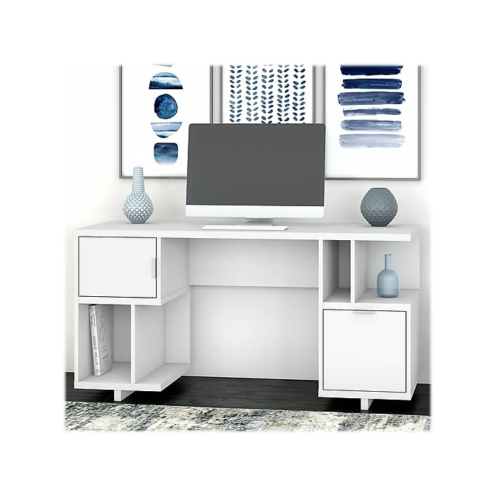 Kathy Ireland Home Madison Avenue 60" Laminated Wood Computer Desk, Pure White | Stylish & Durable 2 Kathy Ireland Home Madison Avenue 60" Laminated Wood Computer Desk, Pure White | Stylish & Durable - Image 2