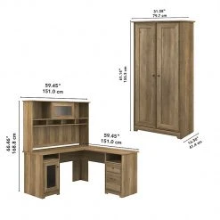Bush Furniture Cabot 60" L-Shaped Desk With Hutch And Tall Storage Cabinet, Reclaimed Pine - Durable Laminated Wood Workspace -Computer Office Desks Shop unnamed file 6474