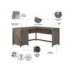Kathy Ireland® Home Cottage Grove 60" L-Shaped Desk with Drawer, Restored Gray | Laminated Wood Office Desk -Computer Office Desks Shop unnamed file 6480