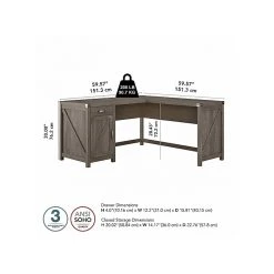 Kathy Ireland® Home Cottage Grove 60" L-Shaped Desk with Drawer, Restored Gray | Laminated Wood Office Desk -Computer Office Desks Shop unnamed file 6482