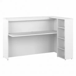 Bush Business Furniture Studio C 72"W White Laminated Wood Privacy Desk with Shelves (SCD572WHK)