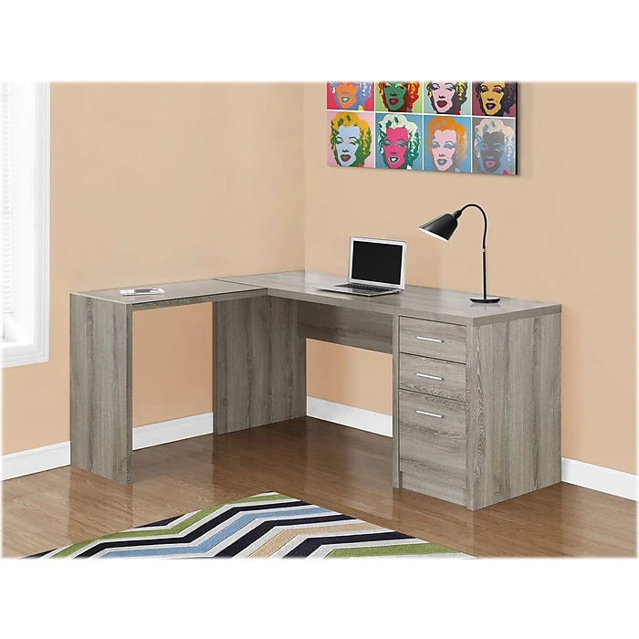 Monarch Specialties Inc. 60" L-Shaped Desk, Dark Taupe (I 7138) - Durable Laminate Workspace 2 Monarch Specialties Inc. 60" L-Shaped Desk, Dark Taupe (I 7138) - Durable Laminate Workspace - Image 2