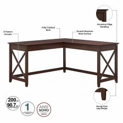 Bush Furniture Key West 60" L-Shaped Desk in Bing Cherry - Modern Laminated Wood Design -Computer Office Desks Shop unnamed file 6609