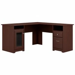 Bush Furniture Cabot L Shaped Desk in Harvest Cherry - Space-Saving Laminate Office Desk (WC31430-03K)