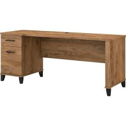 Bush Furniture Somerset 72" Office Desk with Drawers - Fresh Walnut Finish, Laminated Wood