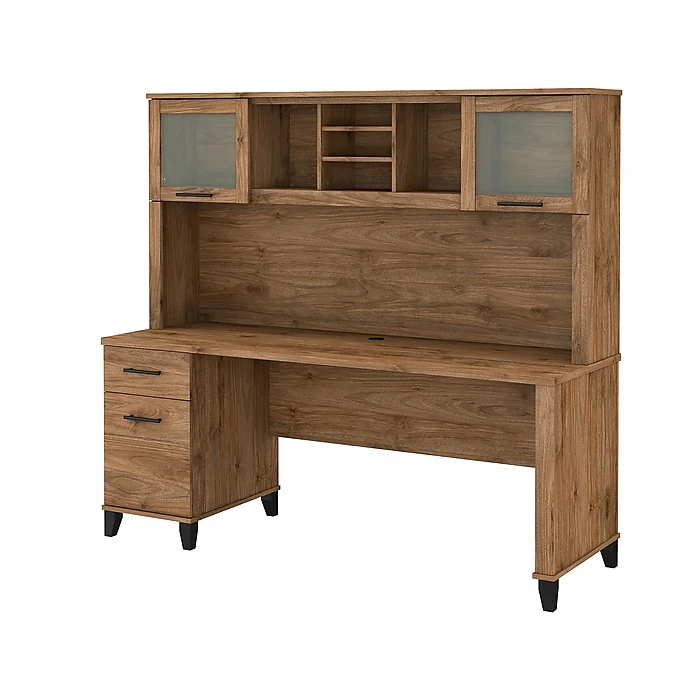 Bush Furniture Somerset 72" Computer Desk with Drawers & Hutch, Fresh Walnut | Laminated Wood Office Desk 1 Bush Furniture Somerset 72" Computer Desk with Drawers & Hutch, Fresh Walnut | Laminated Wood Office Desk