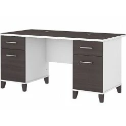 Bush Furniture Somerset 60" Laminated Wood Computer Desk - Storm Gray/White (WC81028K) | Home Office Desk