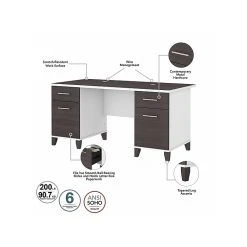 Bush Furniture Somerset 60" Laminated Wood Computer Desk - Storm Gray/White (WC81028K) | Home Office Desk -Computer Office Desks Shop unnamed file 6677