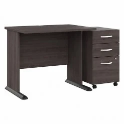 Bush Business Furniture Studio A 36"W Small Computer Desk with 3-Drawer Mobile File Cabinet, Storm Gray