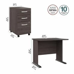 Bush Business Furniture Studio A 36"W Small Computer Desk with 3-Drawer Mobile File Cabinet, Storm Gray -Computer Office Desks Shop unnamed file 6696