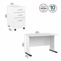 Bush Business Furniture Studio A 48-Inch White Laminated Wood Computer Desk with 3-Drawer Mobile File Cabinet (STA001WHSU) 12 Bush Business Furniture Studio A 48-Inch White Laminated Wood Computer Desk with 3-Drawer Mobile File Cabinet (STA001WHSU) -Computer Office Desks Shop unnamed file 6704