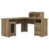 Bush Furniture Cabot 60"W L-Shaped Desk With Desktop Organizers, Reclaimed Pine (CAB065RCP) - Stylish & Functional Laminated Wood Office Desk