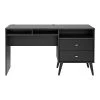 Prepac Milo 55" Black Laminate Desk with Side Storage & 2 Drawers - Stylish & Functional